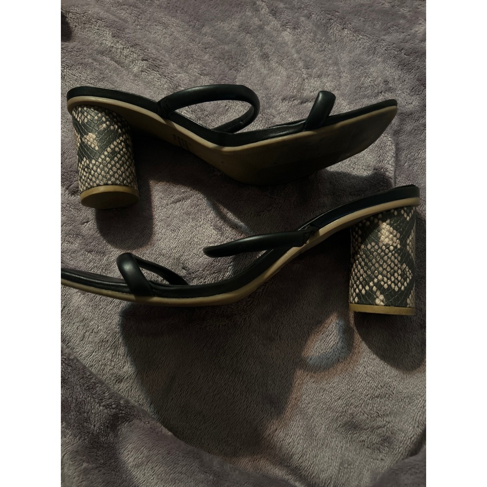 A New Day Black Sandals with Patterned Block Heel